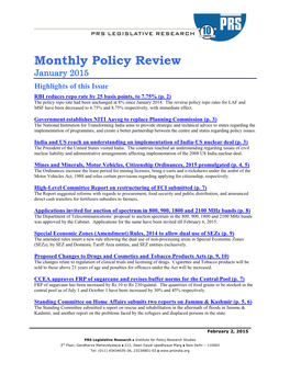 View January 2015 Highlights of This Issue RBI Reduces Repo Rate by 25 Basis Points, to 7.75% (P