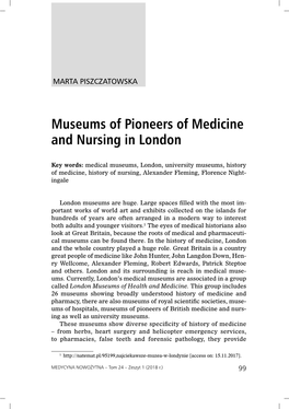 Museums of Pioneers of Medicine and Nursing in London