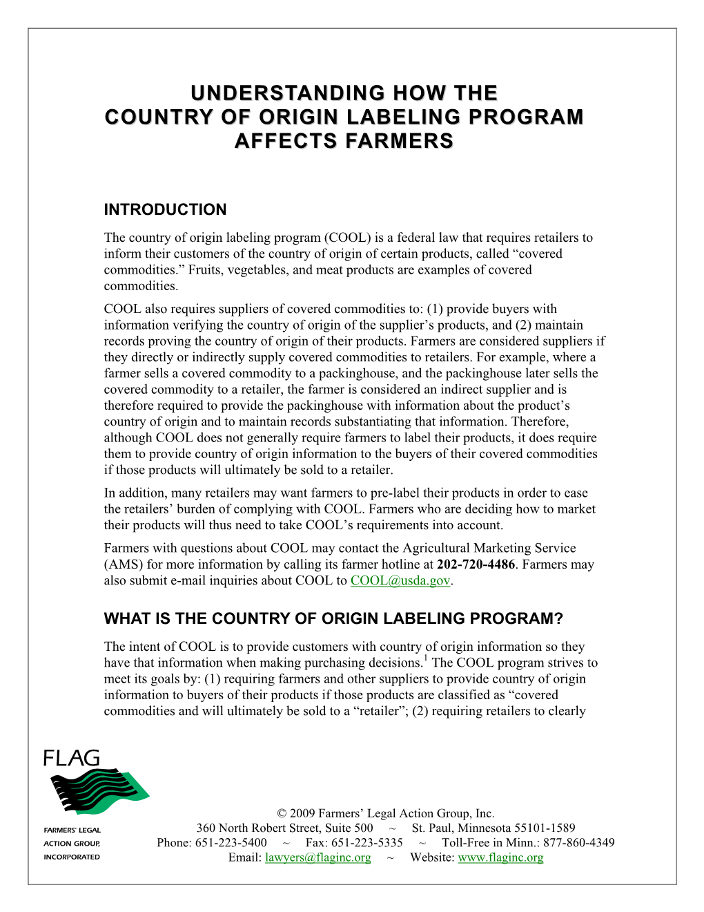 Understanding How the Country of Origin Labeling Program Affects Farmers