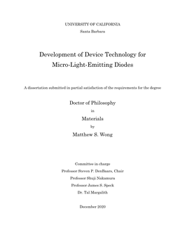 Development of Device Technology for Micro-Light-Emitting Diodes