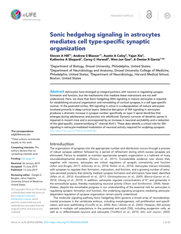 Sonic Hedgehog Signaling in Astrocytes Mediates Cell Type