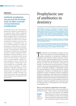 Prophylactic Use of Antibiotics in Dentistry