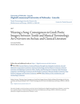 Weaving a Song. Convergences in Greek Poetic Imagery Between Textile and Musical Terminology