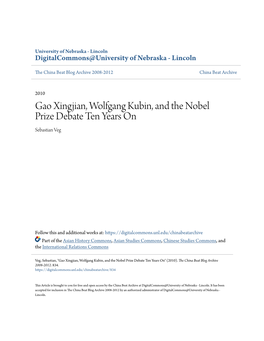 Gao Xingjian, Wolfgang Kubin, and the Nobel Prize Debate Ten Years on Sebastian Veg