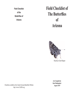 Checklist Butterflies Arizona