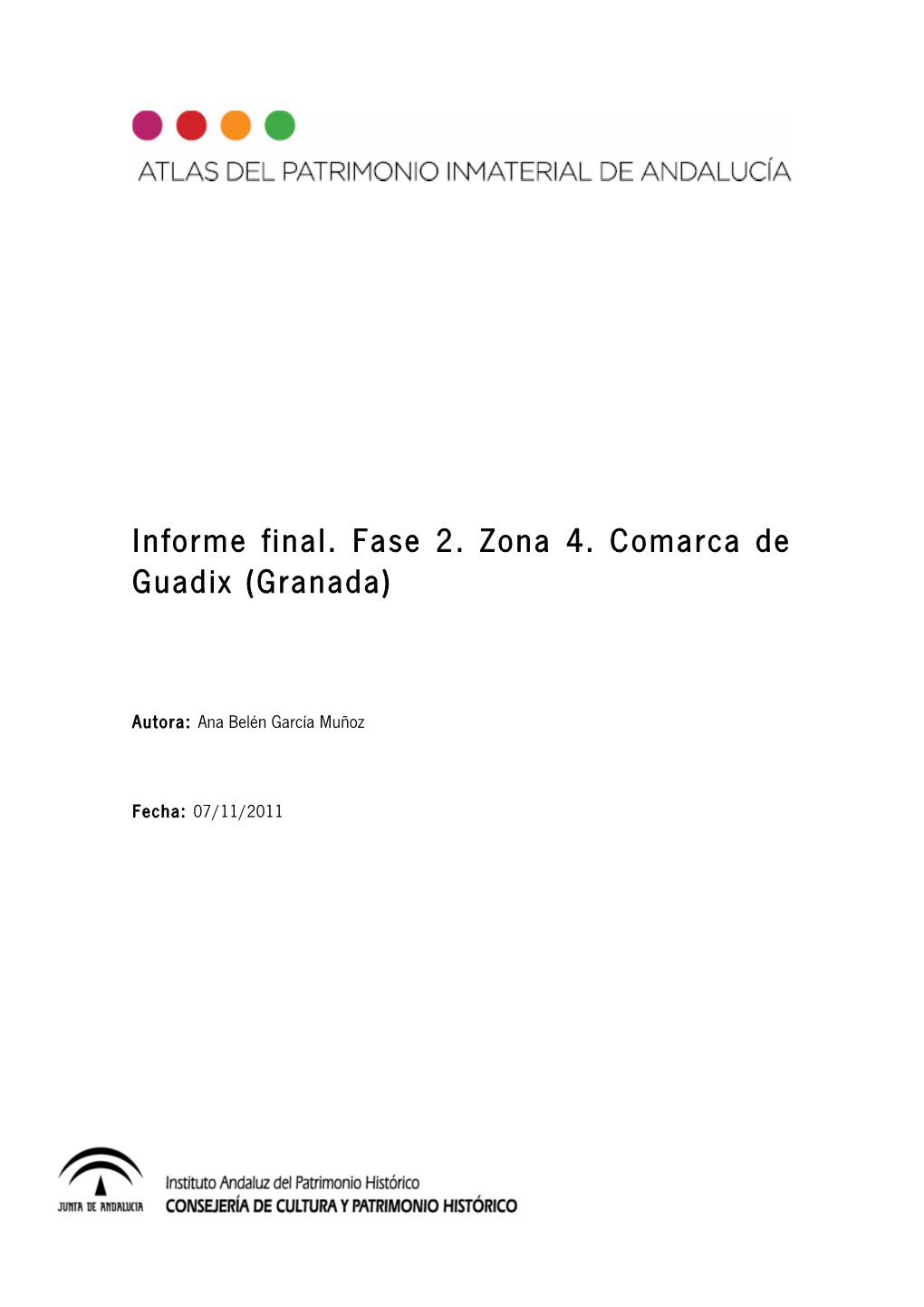 Informe Final. Fase 2. Zona 4. Comarca De Guadix (Granada)