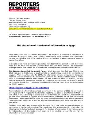 The Situation of Freedom of Information in Egypt