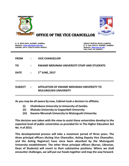 Office of the Vice Chancellor