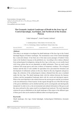 The Geomatic Analysis Landscape of Death in the Iron Age of Central Qaradagh, Azerbaijan, and Northwest of the Iranian Plateau