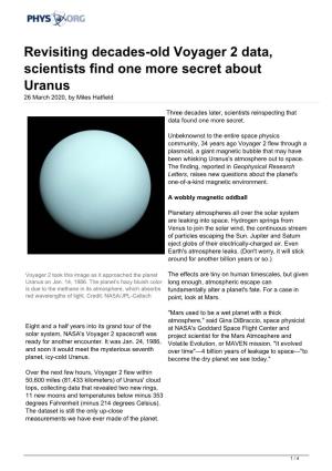 Revisiting Decades-Old Voyager 2 Data, Scientists Find One More Secret About Uranus 26 March 2020, by Miles Hatfield