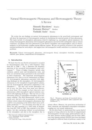 Natural Electromagnetic Phenomena and Electromagnetic Theory: a Review