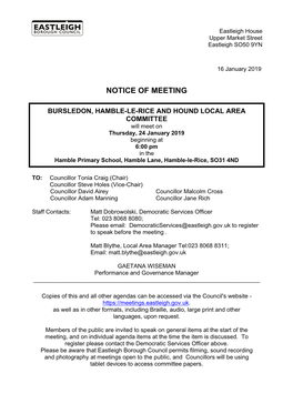 (Public Pack)Agenda Document for Bursledon, Hamble-Le-Rice And