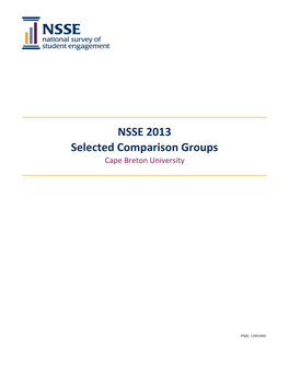 NSSE 2013 Selected Comparison Groups Cape Breton University