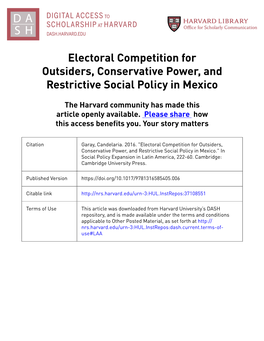 Electoral Competition for Outsiders, Conservative Power, and Restrictive Social Policy in Mexico