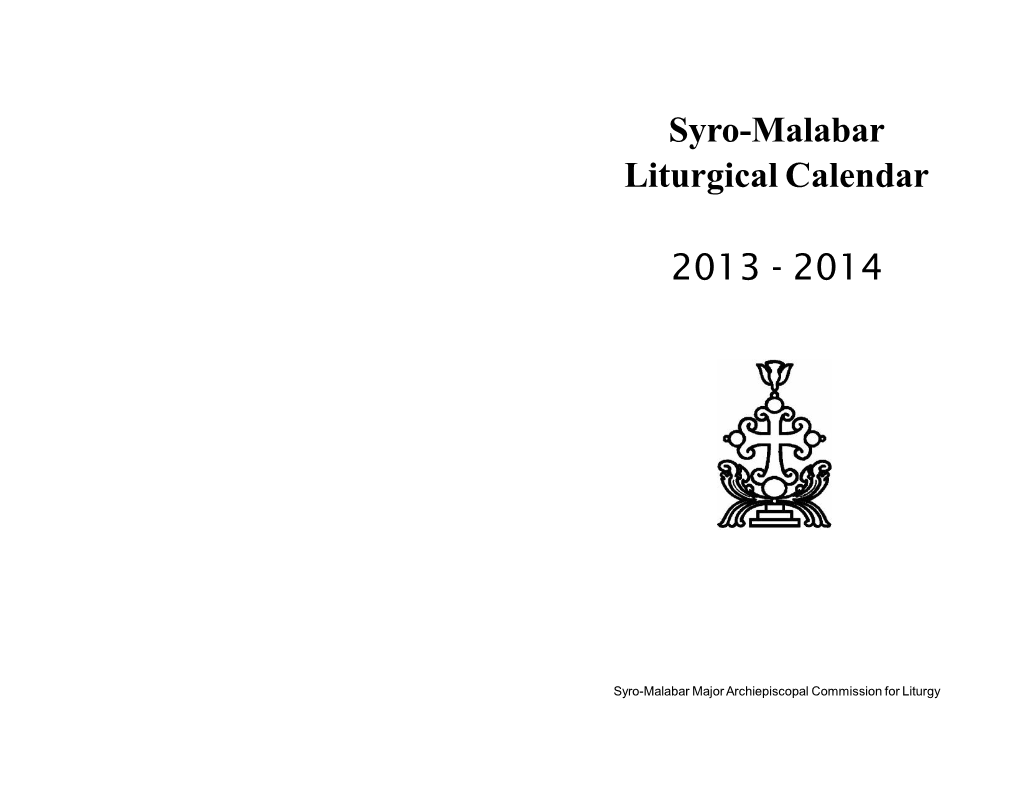 Syro-Malabar Liturgical Calendar 2013