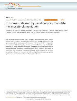 Exosomes Released by Keratinocytes Modulate Melanocyte Pigmentation
