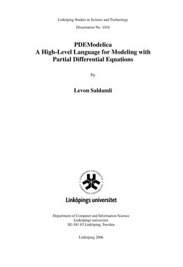 Pdemodelica a High-Level Language for Modeling with Partial Differential Equations