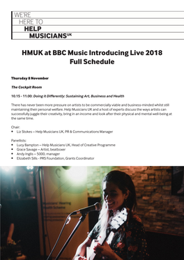 HMUK at BBC Music Introducing Live 2018 Full Schedule
