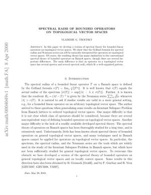 Spectral Radii of Bounded Operators on Topological Vector Spaces
