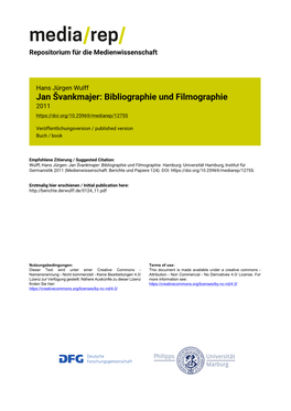 Jan Švankmajer: Bibliographie Und Filmographie 2011