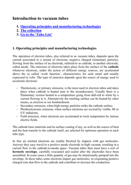 Introduction to Vacuum Tubes