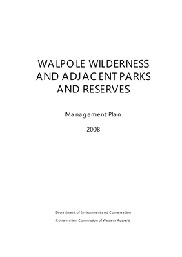 Walpole Wilderness Management Plan