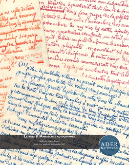 Lettres & Manuscrits Autographes Salle Des Ventes Favart