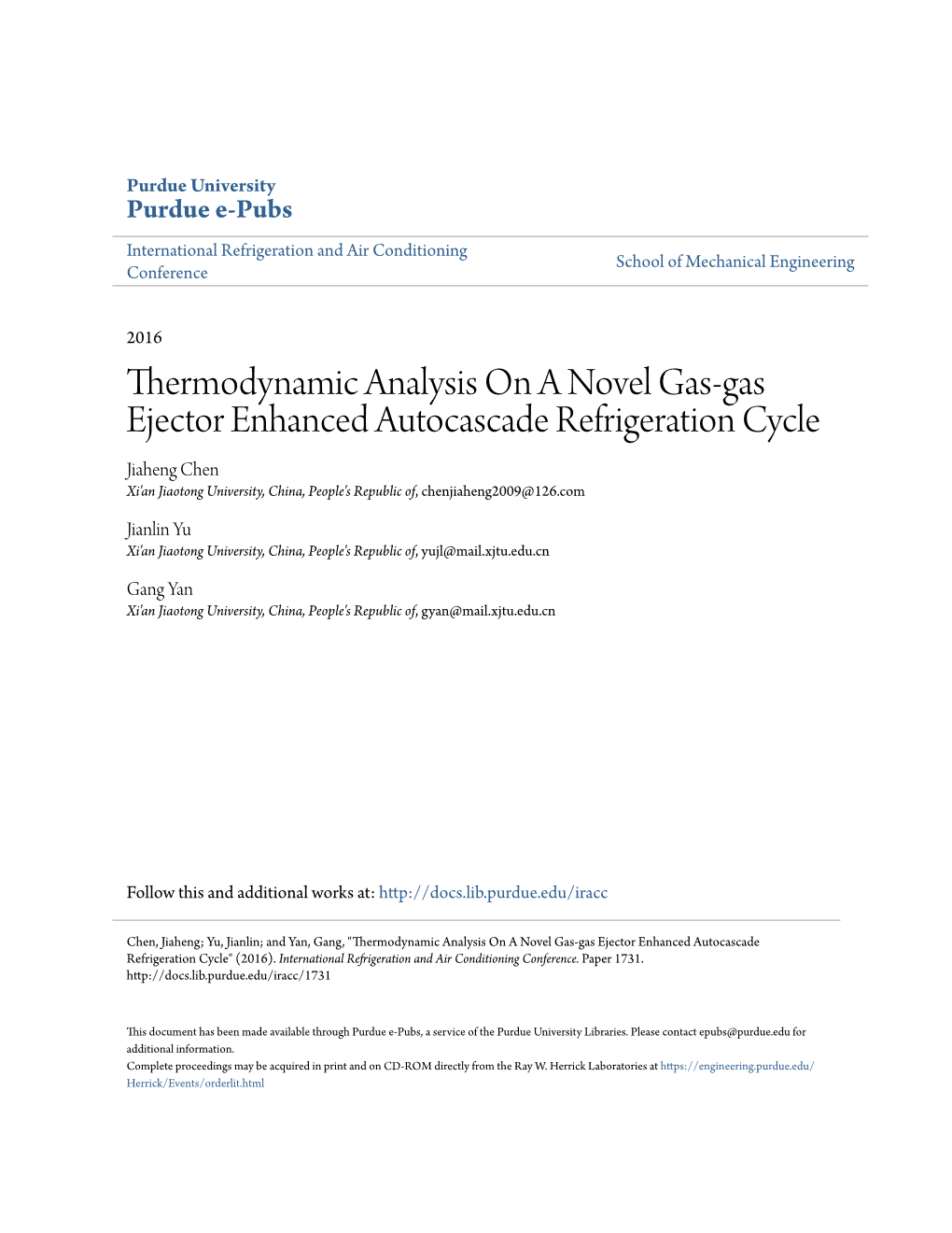 Thermodynamic Analysis on a Novel Gas-Gas Ejector Enhanced