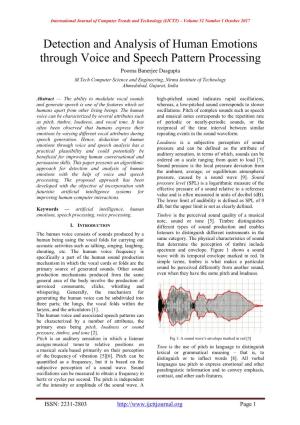 Detection and Analysis of Human Emotions Through Voice And