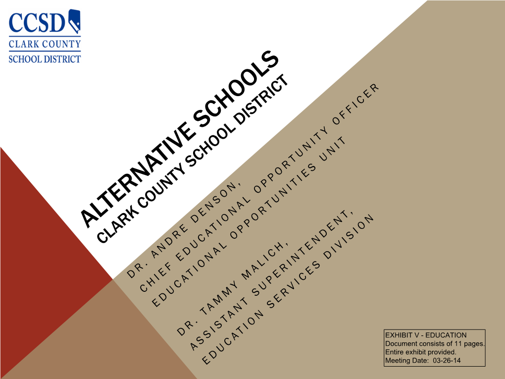 Alternative Schools Defined
