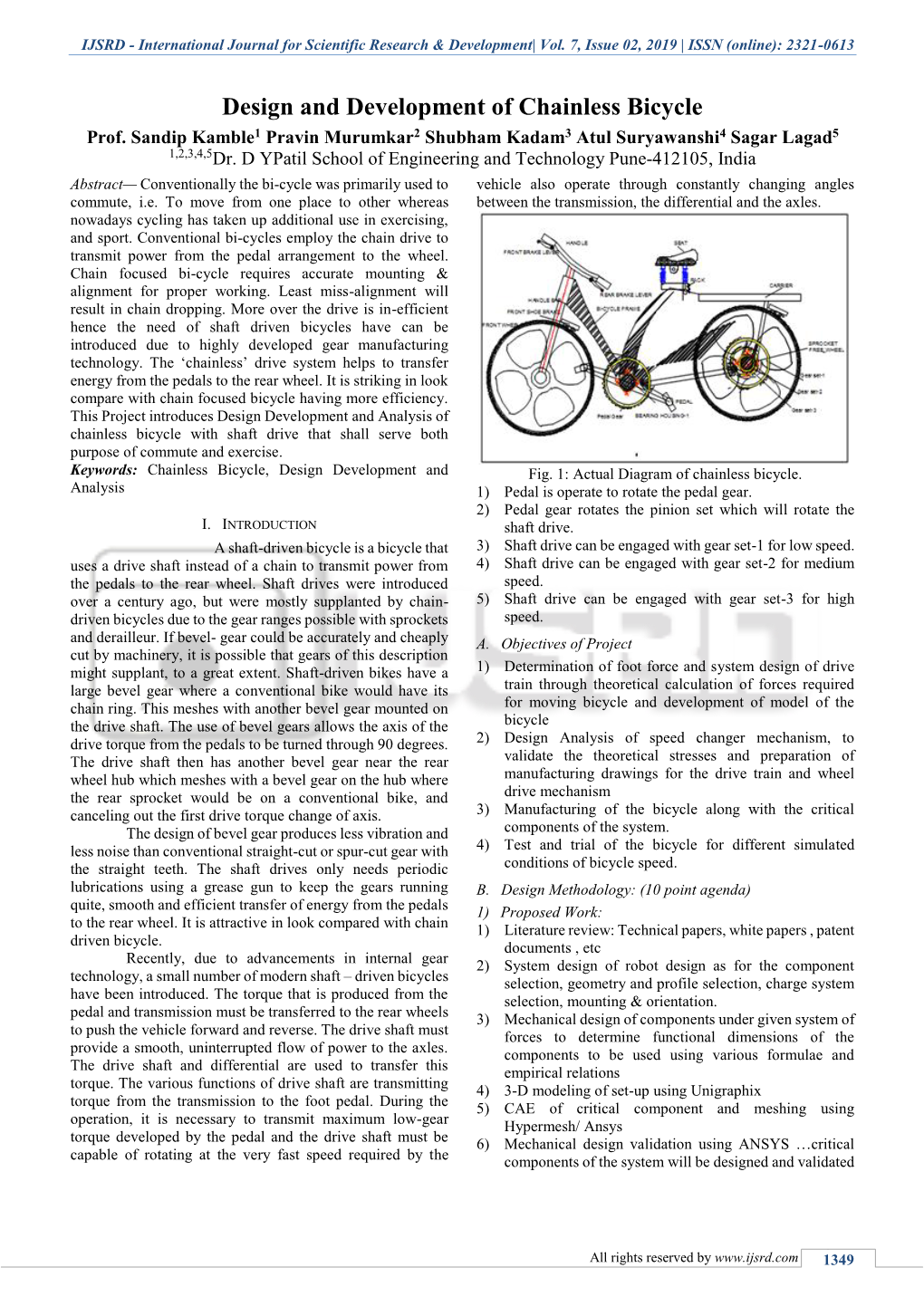 Design and Development of Chainless Bicycle Prof