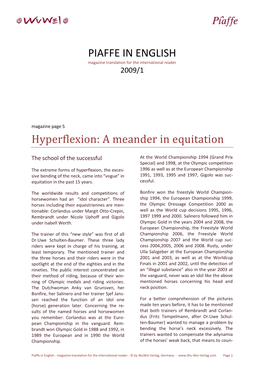 PIAFFE in ENGLISH Hyperflexion