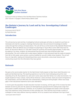 Ibn Battuta's Journey by Land and by Sea: Investigating Cultural Landscapes