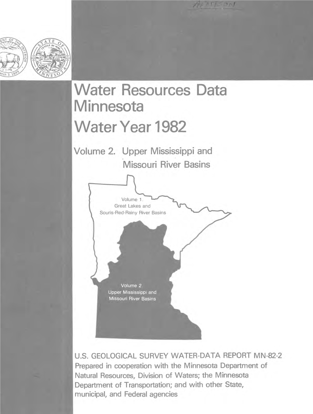 Water Resources Data Minnesota Water Year 1982