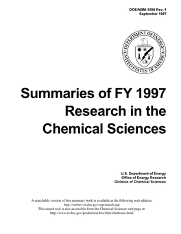 Summaries of FY 1997 Research in the Chemical Sciences