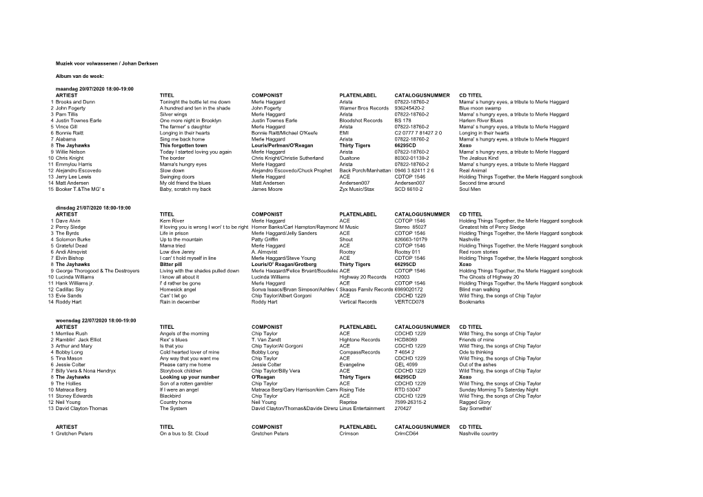 Muziek Voor Volwassenen 2020 Week 30