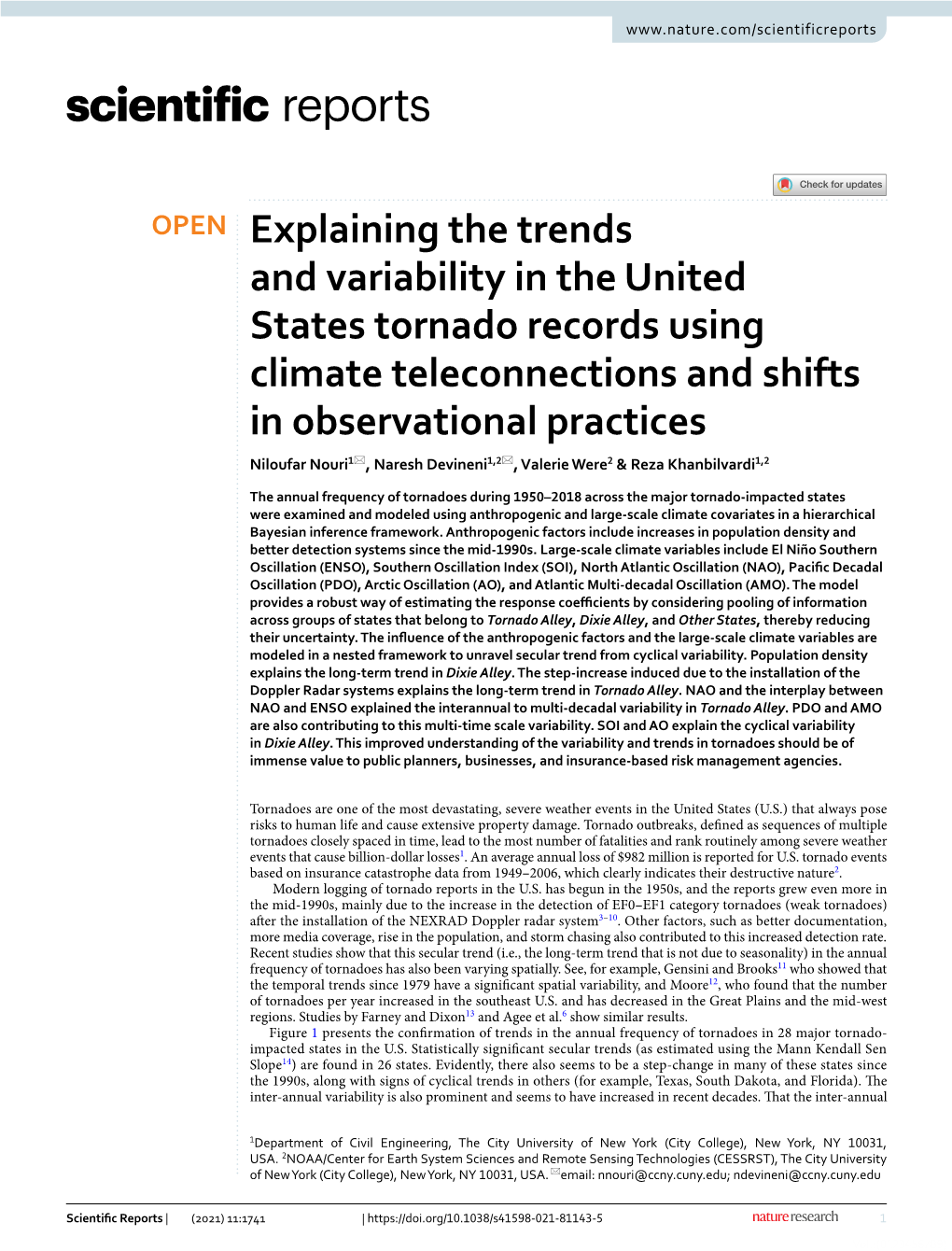 Explaining the Trends and Variability in the United States Tornado Records