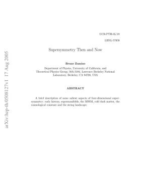 Supersymmetry Then And