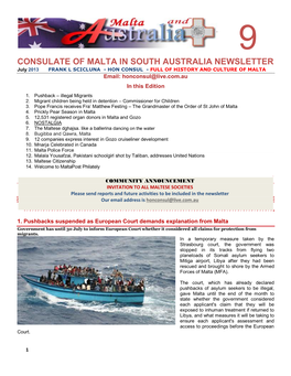 Consulate of Malta in South Australia Newsletter