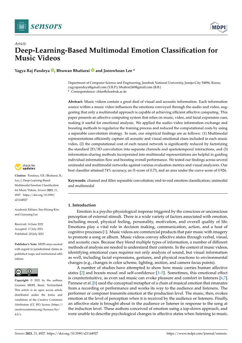 Deep Learning Based Multimodal Emotion Classification For Music Docslib 