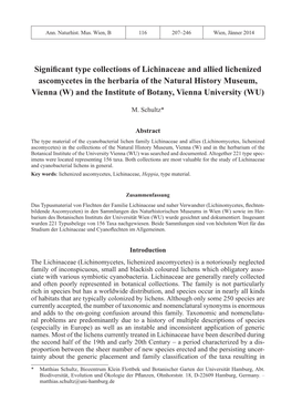 Significant Type Collections of Lichinaceae and Allied Lichenized