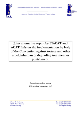 Joint Alternative Report by FIACAT and ACAT Italy on the Implementation