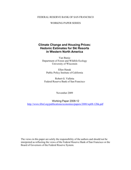 Climate Change and Housing Prices: Hedonic Estimates for Ski Resorts in Western North America