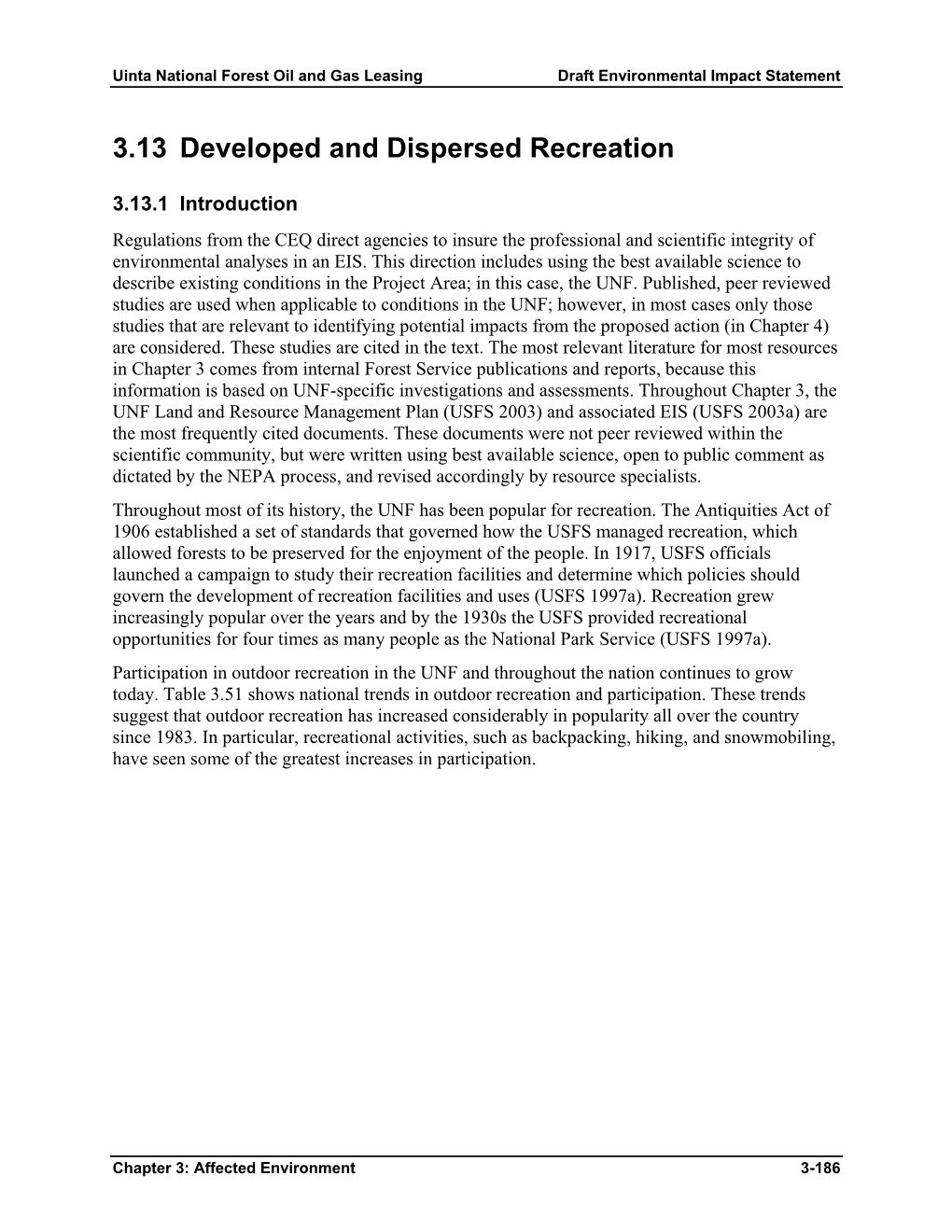 3.13 Developed and Dispersed Recreation