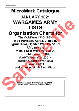 Micromark Catalogue WARGAMES ARMY LISTS Organisation Charts