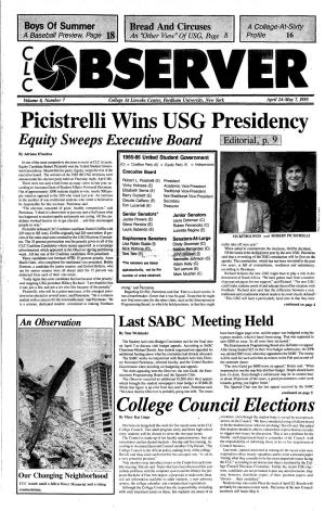 Picistrelli Wins USG Presidency Equity Sweeps Executive Board Editorialc P 9