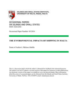 The Environmental Impacts of Shipping in Malta