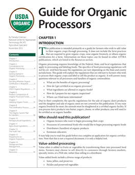 Guide for Organic Processors