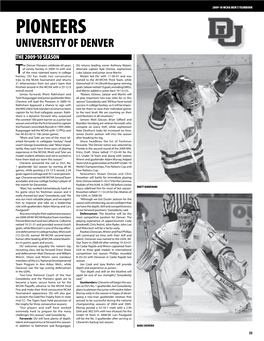 Pioneers University of Denver the 2009-10 Season