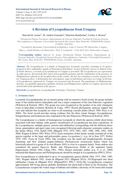 A Revision of Lycopodiaceae from Uruguay